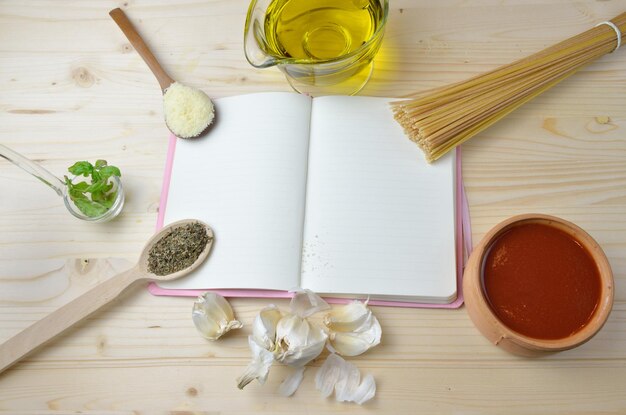 Open notebook with recipe notes