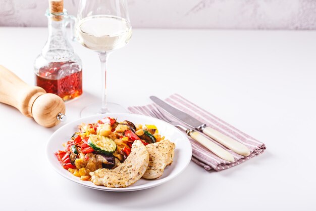 Selection of prepared dishes on table